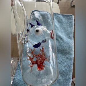 Massimo Lunardon clear Glass Pitcher with Fish Design.